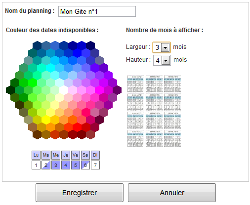 Planning location vacances